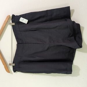 Neiman Marcus Black Paper Bag High Rise Pleated Linen Shorts Size XL